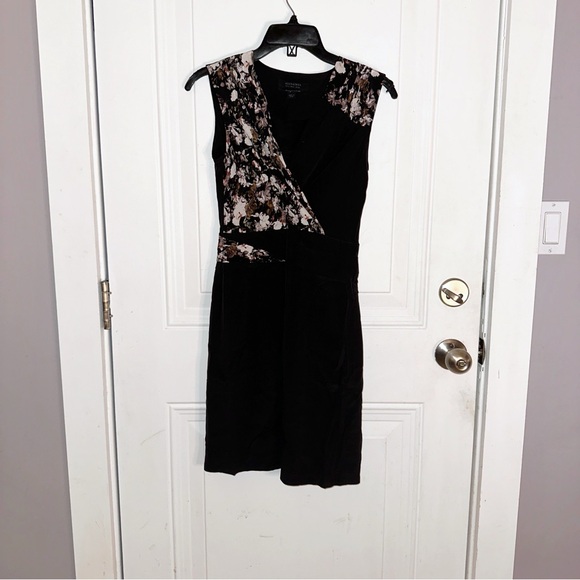 All Saints Black and Floral Silk Dress Sz‎ 0 - Picture 2 of 12